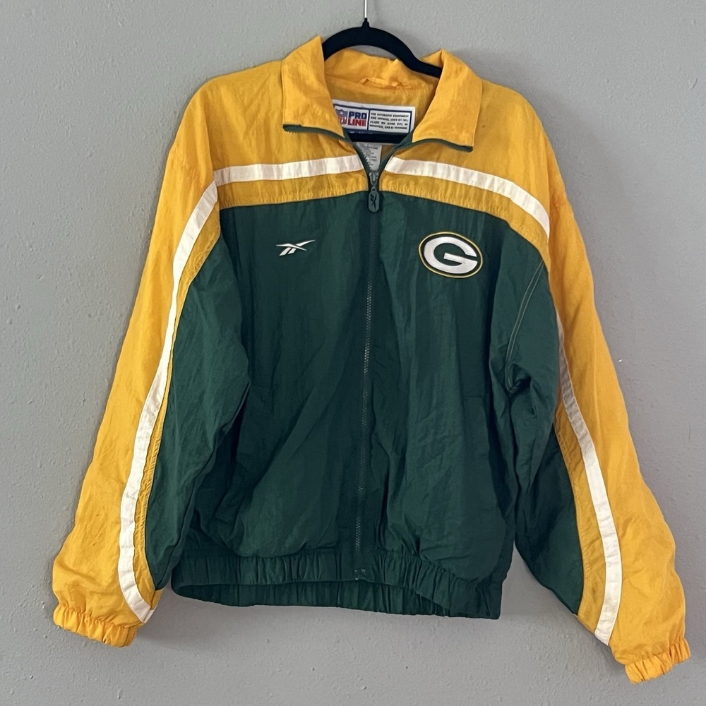 Vintage Green Bay Packers Reebok‎ NFL Pro Line Windbreaker Jacket M